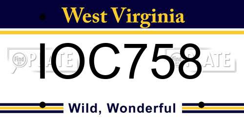 IOC758 West Virginia License Plate