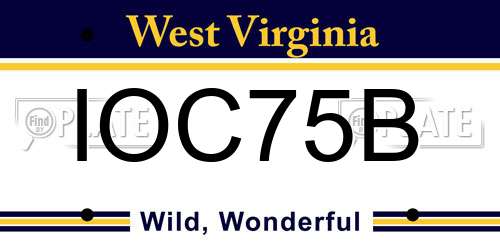 IOC75B West Virginia License Plate