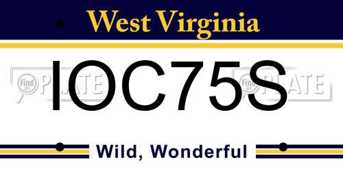 IOC75S West Virginia License Plate