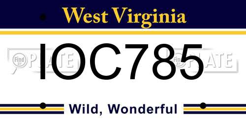 IOC785 West Virginia License Plate