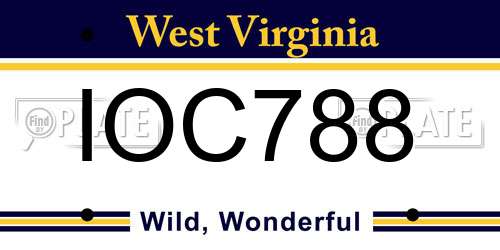 IOC788 West Virginia License Plate