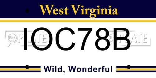 IOC78B West Virginia License Plate