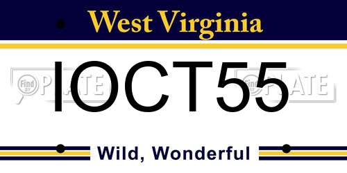 IOCT55 West Virginia License Plate