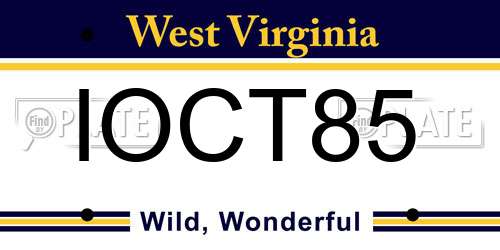 IOCT85 West Virginia License Plate