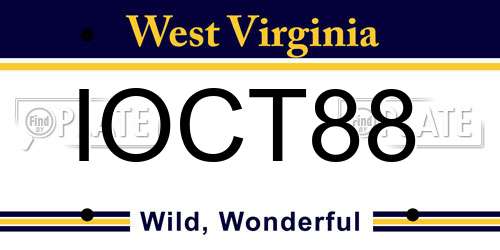 IOCT88 West Virginia License Plate