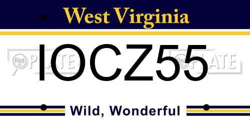 IOCZ55 West Virginia License Plate