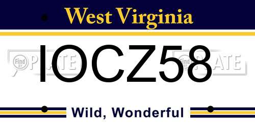 IOCZ58 West Virginia License Plate