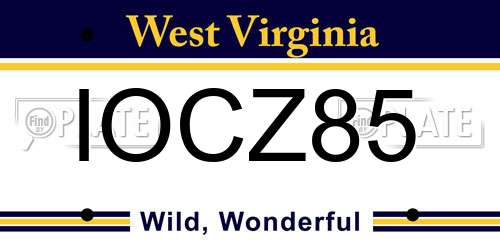 IOCZ85 West Virginia License Plate
