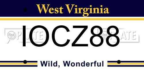 IOCZ88 West Virginia License Plate