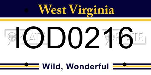 IOD0216 West Virginia License Plate