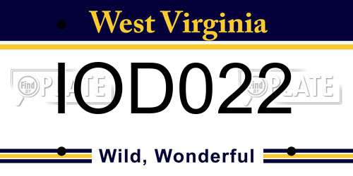 IOD022 West Virginia License Plate
