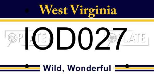 IOD027 West Virginia License Plate