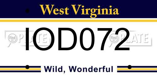 IOD072 West Virginia License Plate