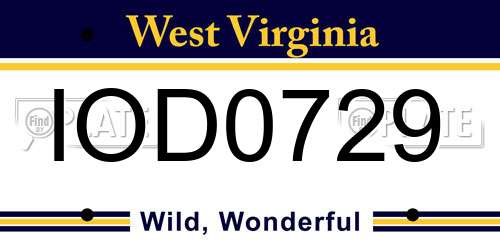 IOD0729 West Virginia License Plate