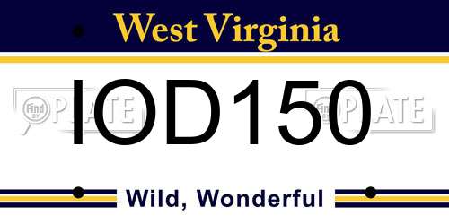 IOD150 West Virginia License Plate