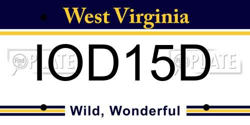 IOD15D West Virginia License Plate