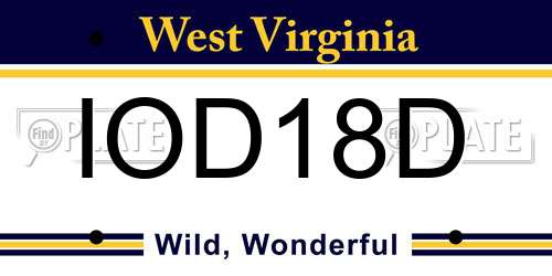 IOD18D West Virginia License Plate