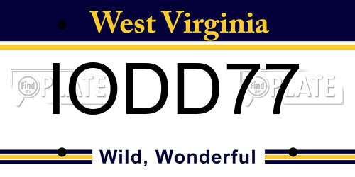 IODD77 West Virginia License Plate