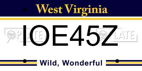 IOE45Z West Virginia License Plate