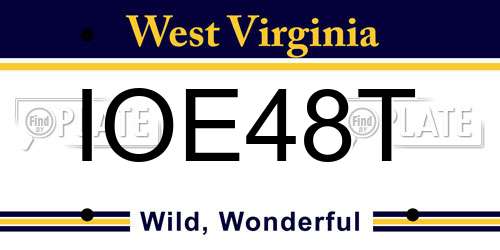IOE48T West Virginia License Plate