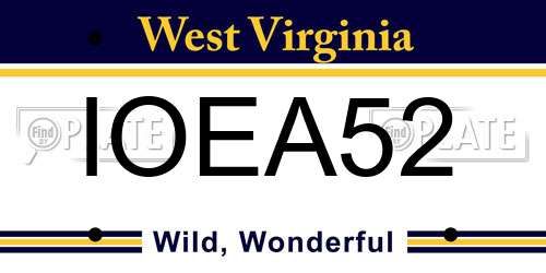IOEA52 West Virginia License Plate
