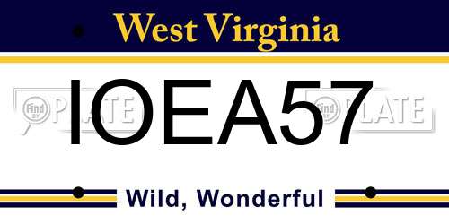 IOEA57 West Virginia License Plate