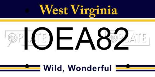 IOEA82 West Virginia License Plate