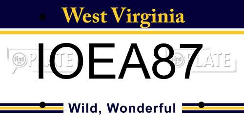 IOEA87 West Virginia License Plate
