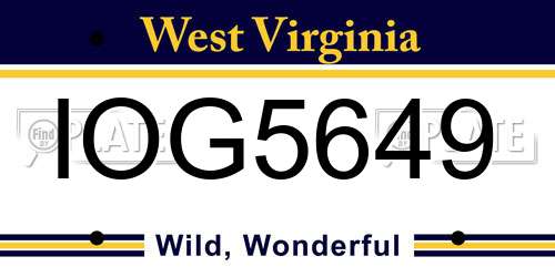 IOG5649 West Virginia License Plate