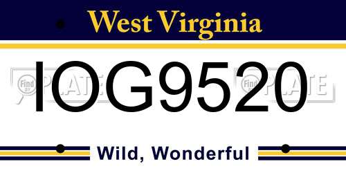IOG9520 West Virginia License Plate