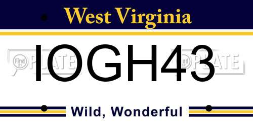 IOGH43 West Virginia License Plate