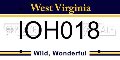 IOH018 West Virginia License Plate