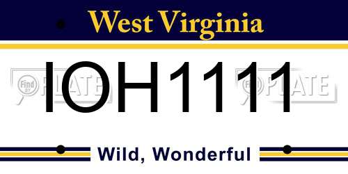 IOH1111 West Virginia License Plate