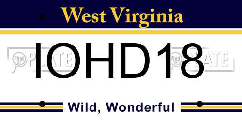 IOHD18 West Virginia License Plate