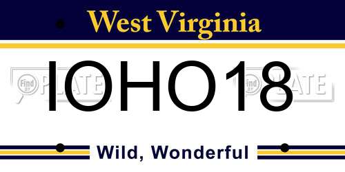 IOHO18 West Virginia License Plate