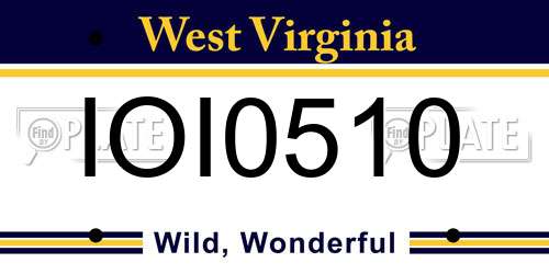 IOI0510 West Virginia License Plate