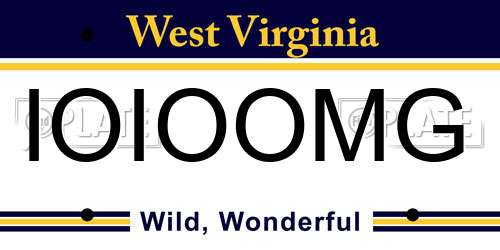 IOIOOMG West Virginia License Plate