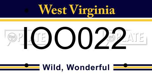 IOO022 West Virginia License Plate