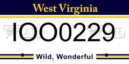 IOO0229 West Virginia License Plate
