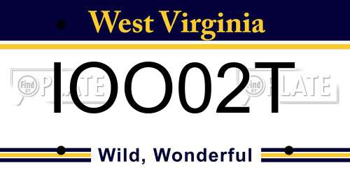 IOO02T West Virginia License Plate