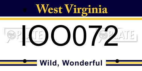 IOO072 West Virginia License Plate
