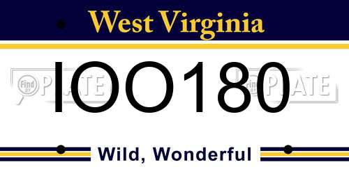 IOO180 West Virginia License Plate