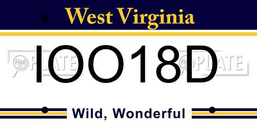 IOO18D West Virginia License Plate