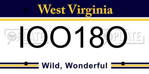 IOO18O West Virginia License Plate