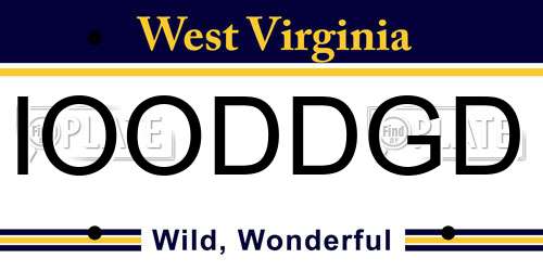 IOODDGD West Virginia License Plate