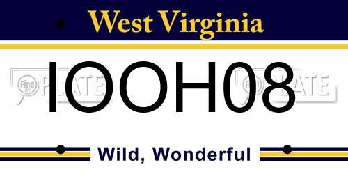 IOOH08 West Virginia License Plate