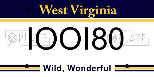 IOOI80 West Virginia License Plate