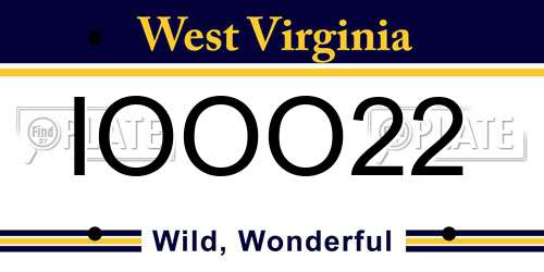 IOOO22 West Virginia License Plate
