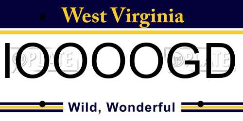 IOOOOGD West Virginia License Plate