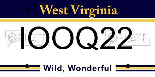 IOOQ22 West Virginia License Plate